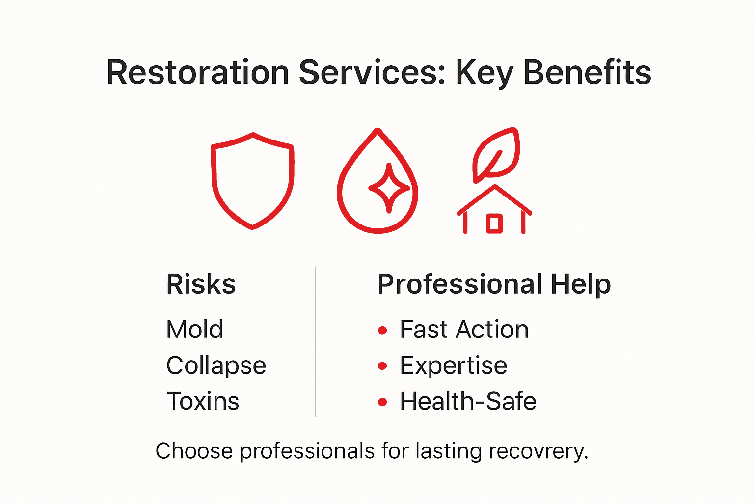 Infographic showing restoration service benefits and risks